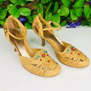 BRONX - Women’s Weaved Leather Sandals - Tan 8